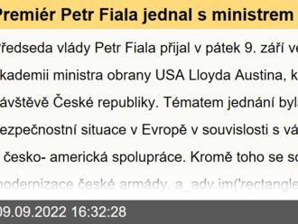 Premiér Petr Fiala jednal s ministrem obrany USA Lloydem Austinem