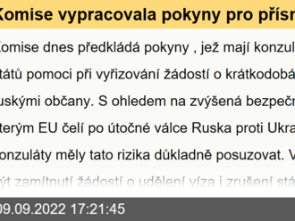 Komise vypracovala pokyny pro přísnější postup při vyřizování víz pro ruské občany