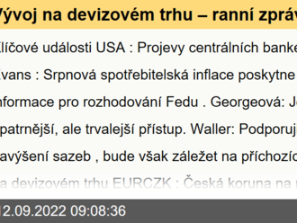 Vývoj na devizovém trhu – ranní zprávy 12.09.2022