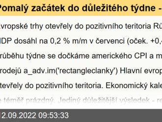 Pomalý začátek do důležitého týdne - Ekonomický kalendář