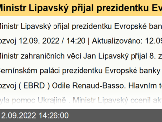 Ministr Lipavský přijal prezidentku Evropské banky pro obnovu a rozvoj