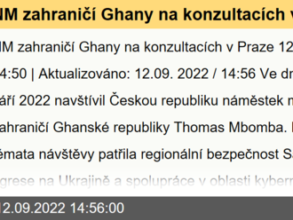 NM zahraničí Ghany na konzultacích v Praze