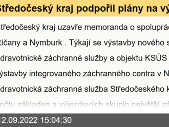 Středočeský kraj podpořil plány na výstavbu objektů pro záchranáře v Říčanech a Nymburku