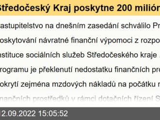 Středočeský Kraj poskytne 200 miliónů korun jako návratnou finanční výpomoc pro sociální služby