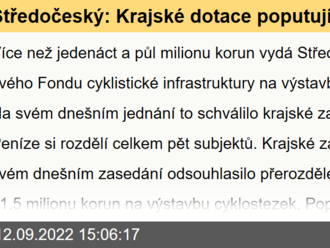 Středočeský: Krajské dotace poputují do výstavby cyklostezek