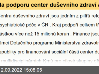 Na podporu center duševního zdraví a multidisciplinárních týmů přerozdělí Středočeský kraj více než 15 milionů korun