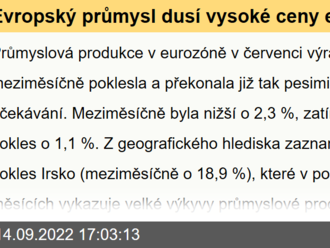 Evropský průmysl dusí vysoké ceny energií i klesající poptávka  