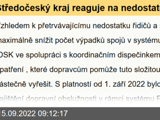 Středočeský kraj reaguje na nedostatek řidičů a výpadky spojů v systému Pražské integrované dopravy