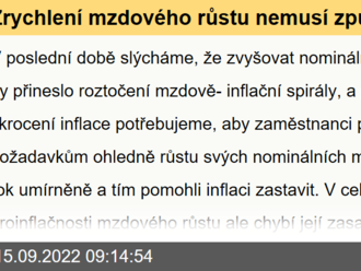 Zrychlení mzdového růstu nemusí způsobit mzdově-inflační spirálu  