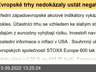 Evropské trhy nedokázaly ustát negativní statistiky a začaly klesat