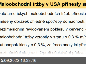 Maloobchodní tržby v USA přinesly smíšený obrázek  