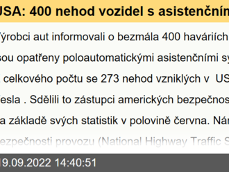 USA: 400 nehod vozidel s asistenčními systémy! Pět mrtvých, šest zraněných