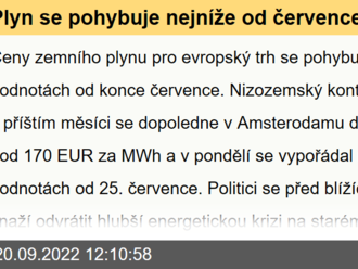 Plyn se pohybuje nejníže od července. Připlul první LNG pro Česko. Předpověď horšího počasí ale trh netěší