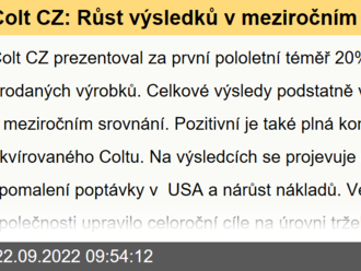 Colt CZ: Růst výsledků v meziročním srovnání - Komentář k výsledkům hospodaření