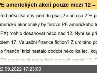 PE amerických akcií pouze mezi 12 – 13? Vlastně žádná finance fiction...