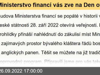 Ministerstvo financí vás zve na Den otevřených dveří 28. září 2022