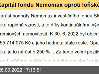 Kapitál fondu Nemomax oproti loňskému roku vzrostl o více než 250 %