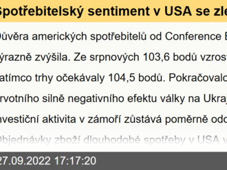 Spotřebitelský sentiment v USA se zlepšuje  