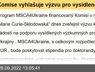 Komise vyhlašuje výzvu pro vysídlené výzkumné pracovníky z Ukrajiny