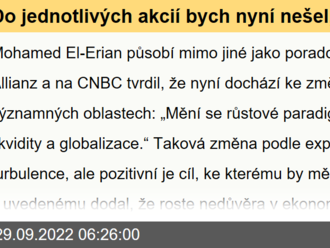 Do jednotlivých akcií bych nyní nešel, přiznává El-Erian. Makroekonomickým vlivům se nelze vyhnout