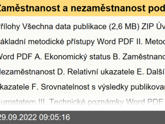 Zaměstnanost a nezaměstnanost podle výsledků VŠPS - čtvrtletní údaje - 2. čtvrtletí 2022