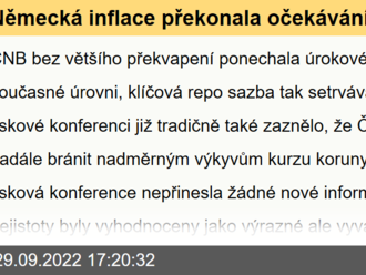 Německá inflace překonala očekávání a 70leté maximum  