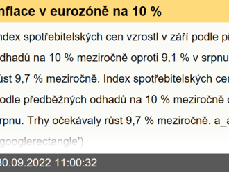 Inflace v eurozóně na 10 %