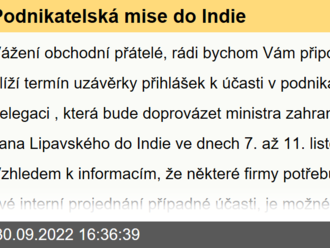 Podnikatelská mise do Indie