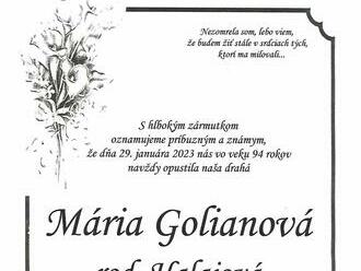 Smútočné oznámenie - Mária Golianová  