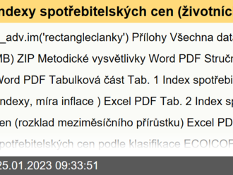 Indexy spotřebitelských cen   - podrobné členění - rok 2022