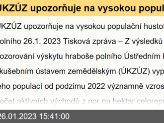 ÚKZÚZ upozorňuje na vysokou populační hustotu hraboše polního