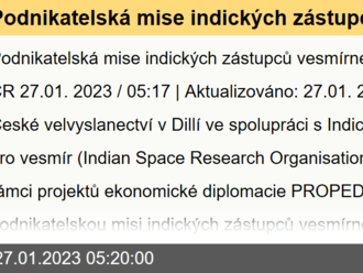 Podnikatelská mise indických zástupců vesmírného průmyslu do ČR
