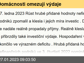 Domácnosti omezují výdaje