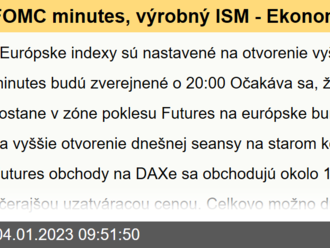 FOMC minutes, výrobný ISM - Ekonomický kalendár