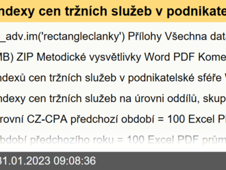 Indexy cen tržních služeb v podnikatelské sféře - rok 2022