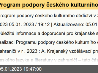 Program podpory českého kulturního dědictví v zahraničí v r. 2023