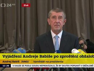 Vyjádření Andreje Babiše ke zproštění obžaloby  