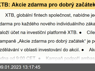 XTB: Akcie zdarma pro dobrý začátek každého nového klienta