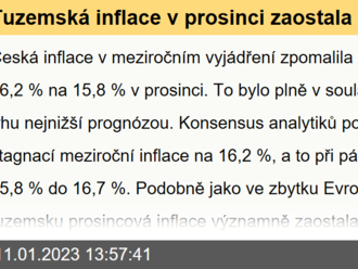 Tuzemská inflace v prosinci zaostala za očekáváními  