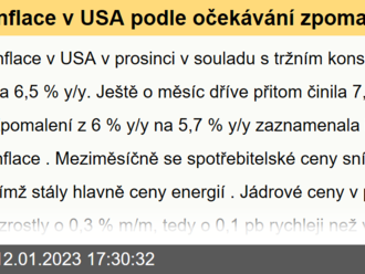 Inflace v USA podle očekávání zpomalila  