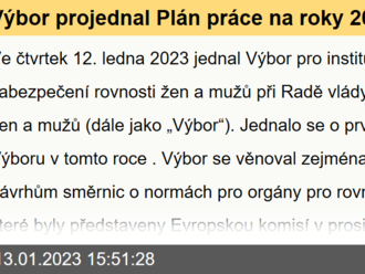 Výbor projednal Plán práce na roky 2023-2024 a podpořil návrhy směrnic o normách pro orgány pro rovné zacházení