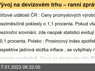 Vývoj na devizovém trhu – ranní zprávy 17.01.2023