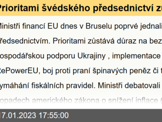 Prioritami švédského předsednictví zůstane Ukrajina, RePowerEU i dodržování fiskálních pravidel - ECOFIN