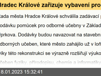 Hradec Králové zařizuje vybavení pro odborné učebny v ZŠ Úprkova