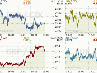 Koruna úspěšně otestovala hranici 23,90 EUR/CZK