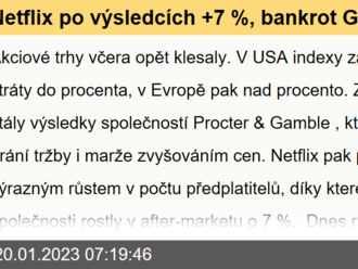 Netflix po výsledcích +7 %, bankrot Genesis - Ranní komentář