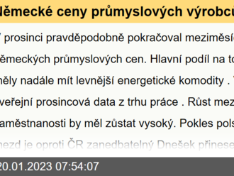 Německé ceny průmyslových výrobců budou nadále odrážet levnější energie  