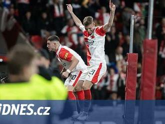 Slavia - Tiraspol 6:0, naprostá převaha, čtyři góly zařídil Chytil