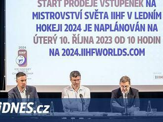 Přes 92 000 vstupenek na hokejové MS má už majitele, volný prodej začne v úterý