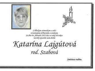 Smútočné oznámenie - Katarína Lajgútová  